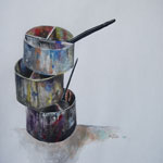 Aesthetic Beauty of overused paint buckets 