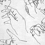blind contour hand drawing