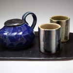 Cobalt teapot with cups