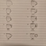 Sketch of Teacups with unique handles