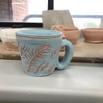 scrafitto glaze mug