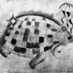 charcoal intervention turtle print 