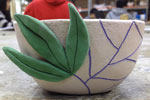 Bowl - Leaf front view (before firing)