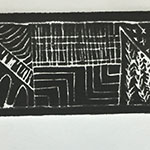 Black and White Linoleum print 12 mark making study
