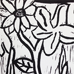 Lino Flower Black and White Print