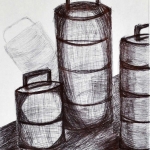 Tiffin container in ball point pen