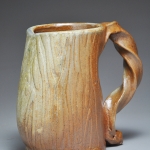 Textured Soda Fired Curved Mug with Spiral Handle