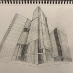 Textured 3 Point Perspective Sketch