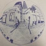 5 point perspective pen drawing