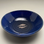 Blue bowl with sticker inside