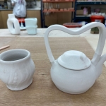 Glazed teapot and water etching 